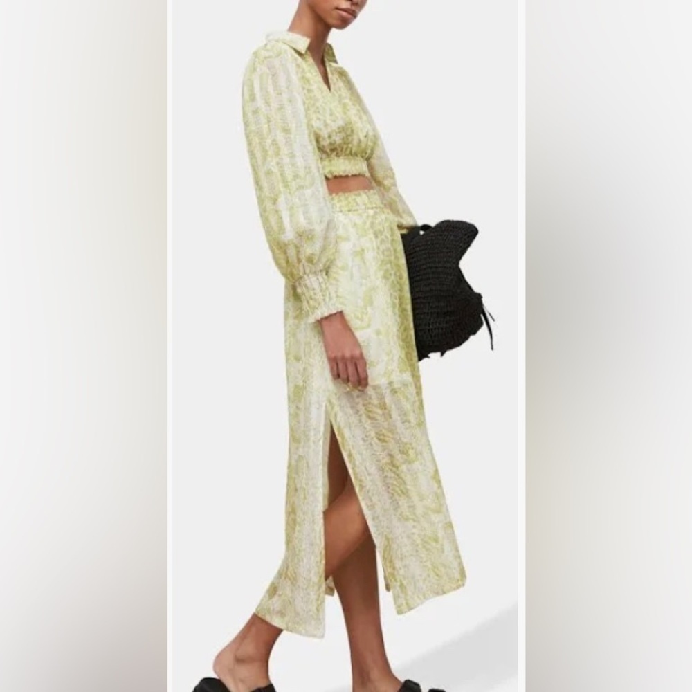 ALLSAINTS Clara Noche Pleated Midi Skirt in Lime Green - Picture 5 of 15